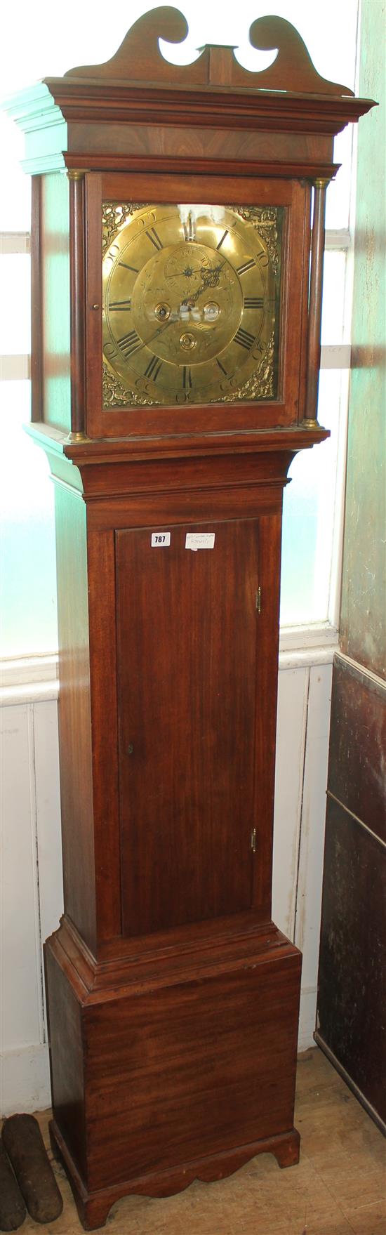 Mahogany 8 days brass face longcase clock